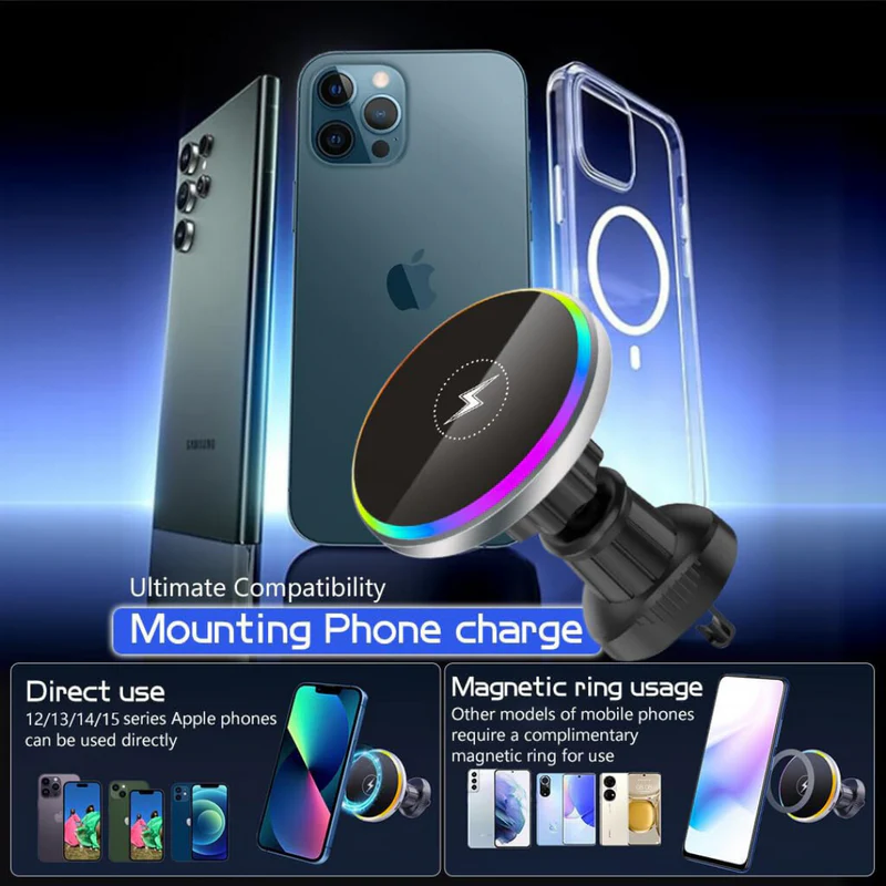 Pulse: MagSafe Car Wireless Charger with Sound-Reactive Ambient Lights & 2-in-1 Phone Mount for Hands-Free Charging - Image 7