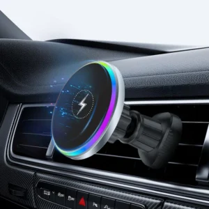 Pulse: MagSafe Car Wireless Charger with Sound-Reactive Ambient Lights & 2-in-1 Phone Mount for Hands-Free Charging